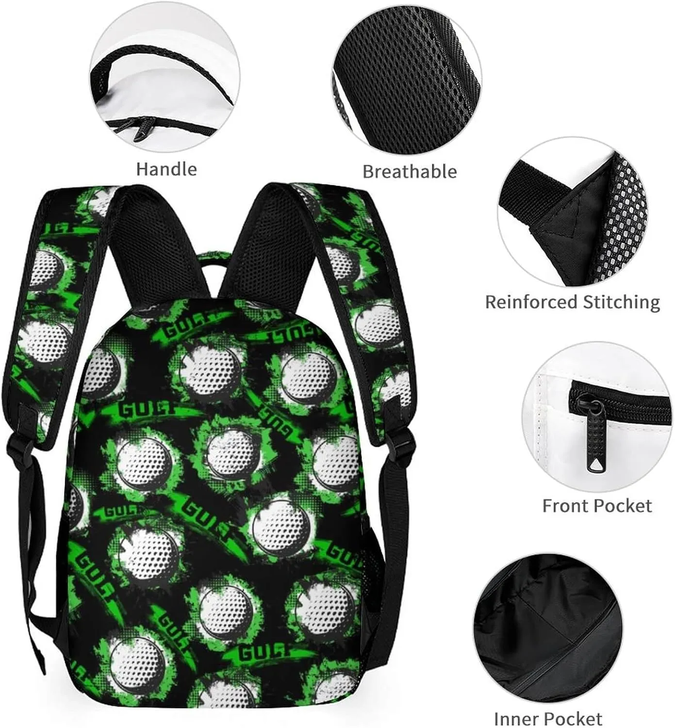 Golf School Backpack for Kids Girls Boys, 16 Inch Cool Golf Themed Bookbag, Personality School Backpack for Students Children, sustainable, Lightweight, Large Capacity