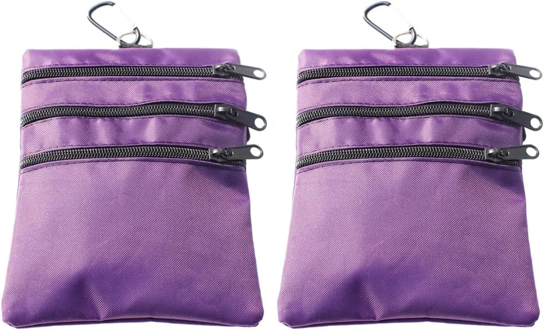 Golf valuables Pouch, Zipper Golf Ball Bag with 4 Pockets, Golf Accessories Pouch for Storing Balls,tees,Mobile Phone,Keys, Cards and Cash, Great Gift for Golfers