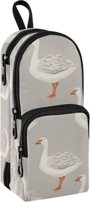 Gooses Grey Pencil Case Big Capacity Pen Bag with Compartment Students Schoolbag Shape Stationery Organizer Pencil Pouch Marker Case for School Office Work