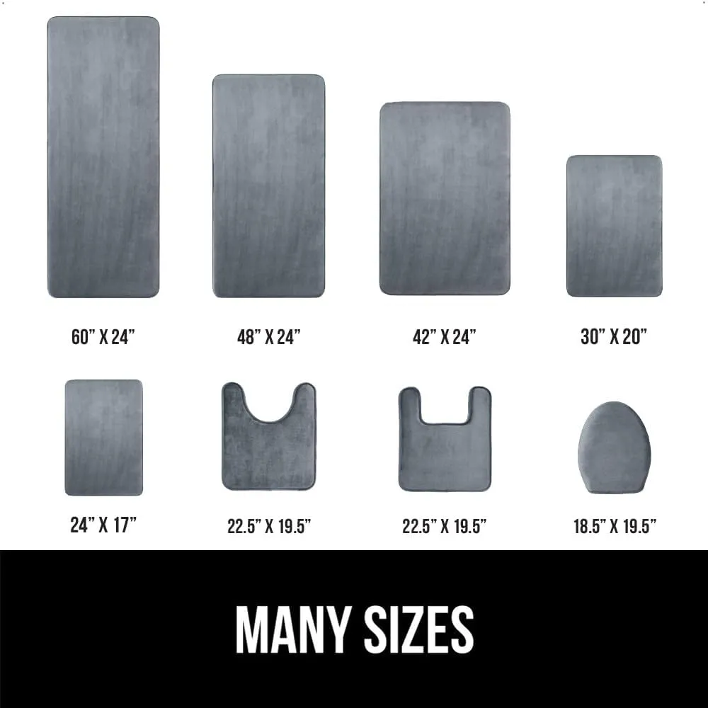 GORILLA GRIP Memory Foam Toilet Lid Seat Cover, Stays in Place Elastic Edges, Soft Velvet Bathroom Covers, Universal Fit for Standard Oblong Round Elongated Bath Room Bowl Lids, Washable, Grey