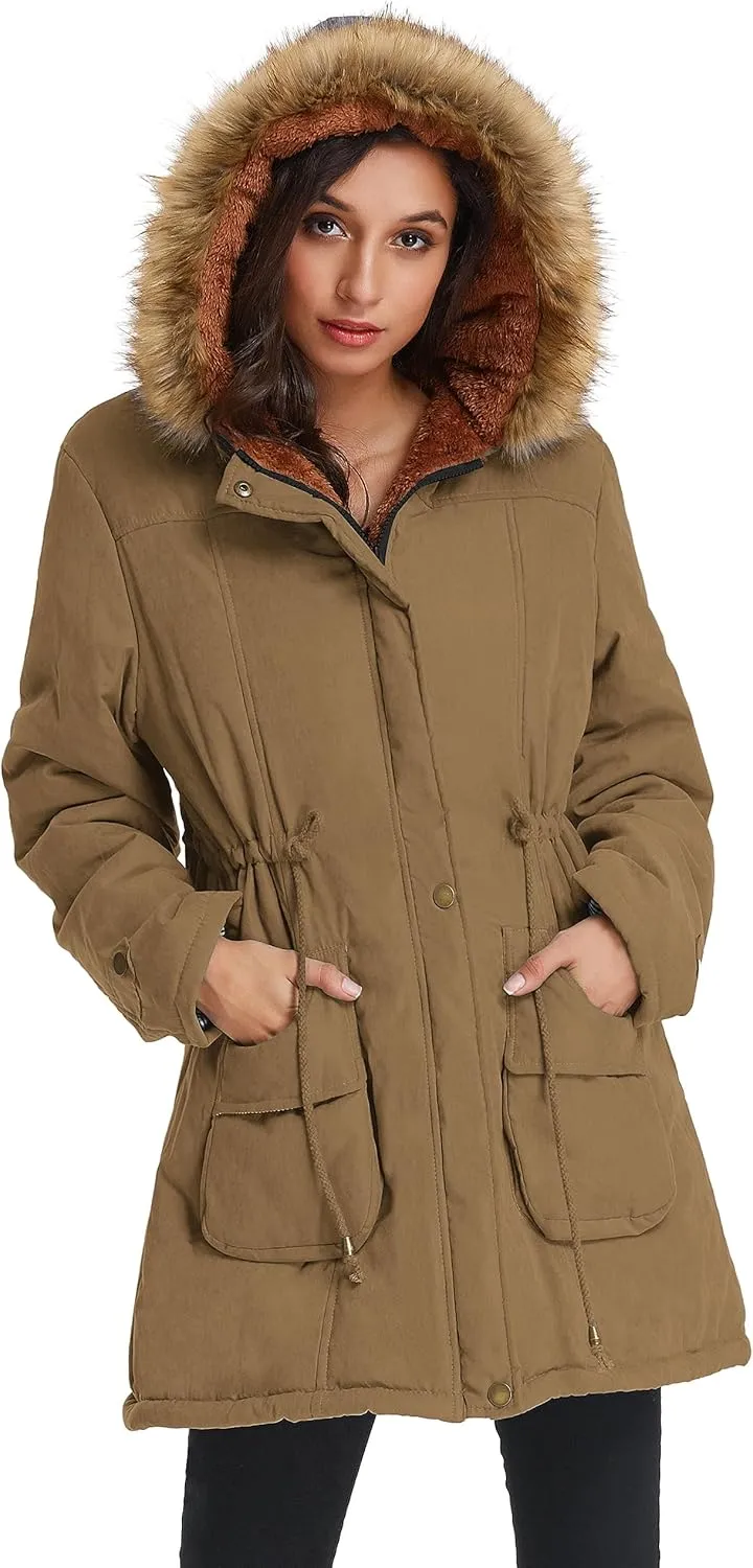 GRACE KARIN Women's Winter Coats Fleece Parkas Anoraks Hooded Military Jacket Coats