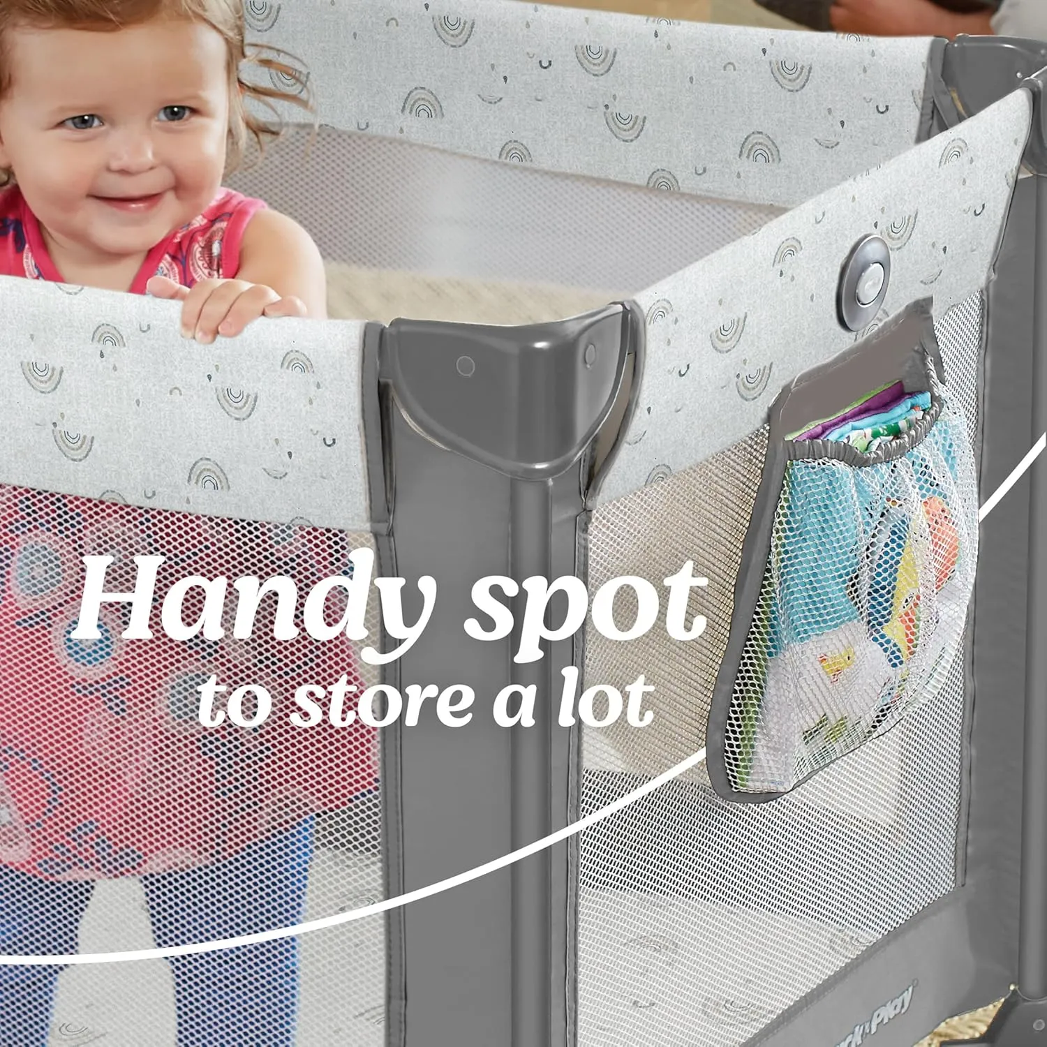 Graco Pack n Play Portable Playard, Reign with Compact Fold and Mesh Storage