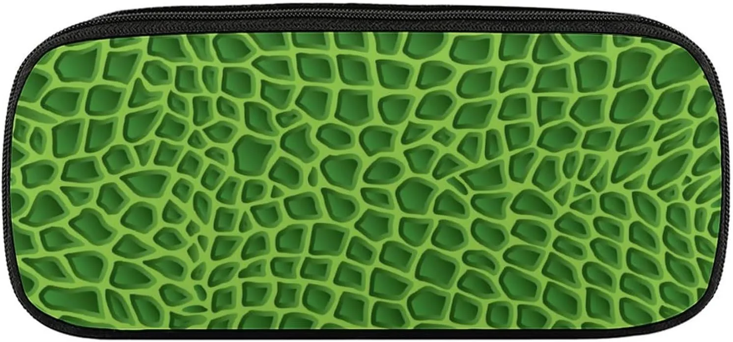 Green Crocodile Lizard Skin Novelty Pencil Box Cute Pencil Case Pen Organizer Bag Large Capacity Pen Pouch