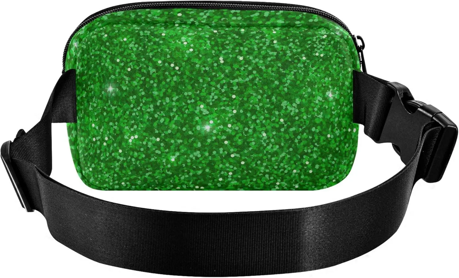 Green Glitter Womens Fanny Pack Fashion Everywhere Belt Bag Waterproof Cross Body Waist Pack