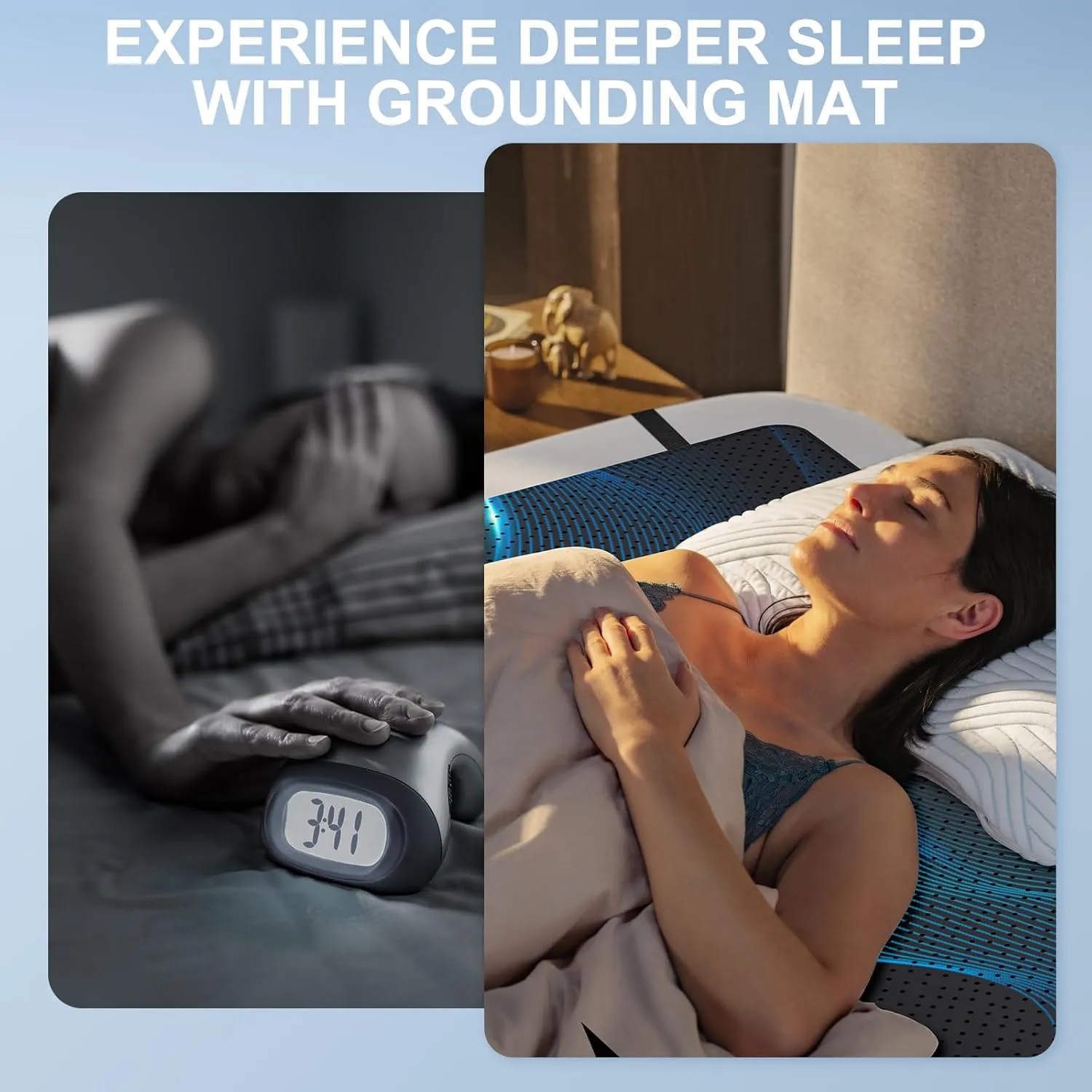 Grounding Mat for Bed, Earthing Mat Grounding Pad for Sleeping, Reduced Anxiety, Pain, Inflammation, Headache Relief, Balance, Grounding Mattress Pad with 15 Feet Cord, King Size 74.80"x26.77"