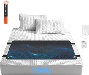 Grounding Mat for Bed, Earthing Mat Grounding Pad for Sleeping, Reduced Anxiety, Pain, Inflammation, Headache Relief, Balance, Grounding Mattress Pad with 15 Feet Cord, King Size 74.80"x26.77"