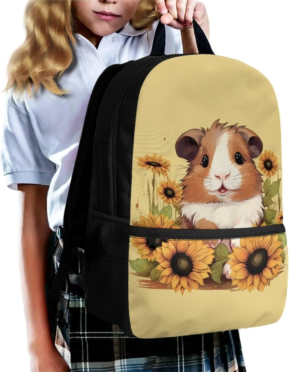Guinea Pig Backpack for Girls Middle School Backpack and Lunch Bag Set for Girls Zipper Lightweight Materials 17 Inch Backpack 4-In-1 Efficient System