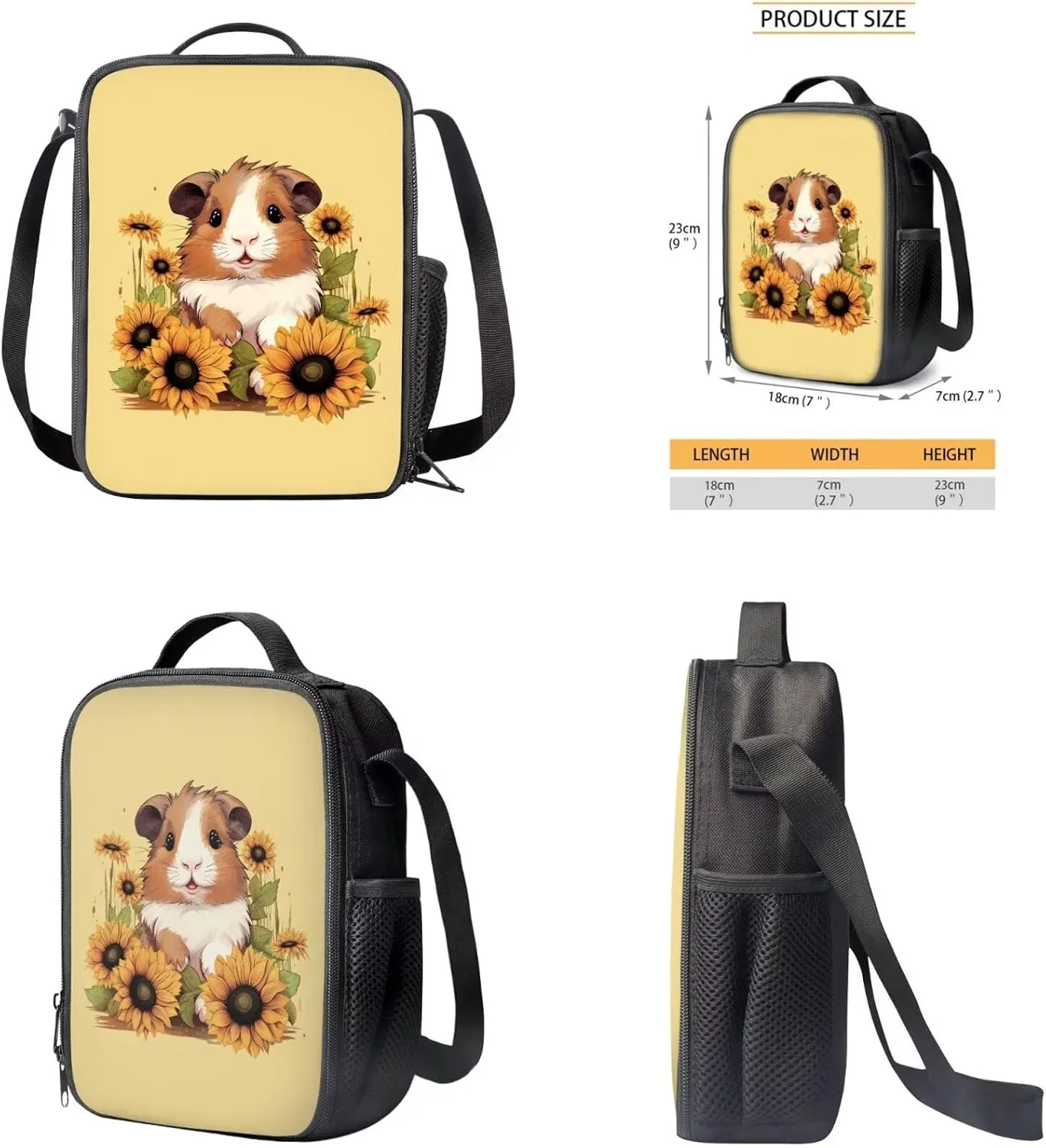 Guinea Pig Backpack for Girls Middle School Backpack and Lunch Bag Set for Girls Zipper Lightweight Materials 17 Inch Backpack 4-In-1 Efficient System