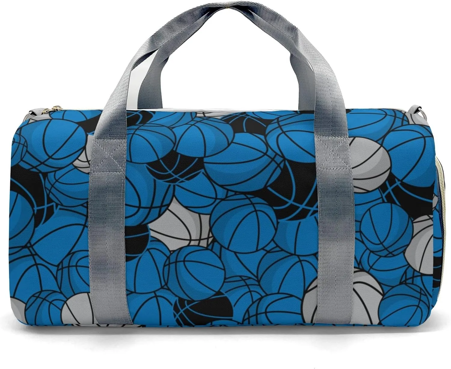 Gym Bags Custom Basketball Blue Black Gray Duffel Bag with Name Adjustable Shoulder Strap Travel Bag for Teens