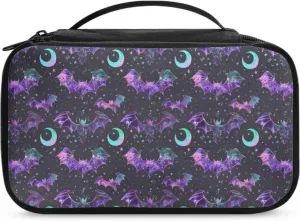 Halloween Bat Ladies Makeup Bag for Women Multifunctional Make Up Bag,Star Moon Cosmetic Bag for Woman Office Supplies Skincare Organizer for Women Coin Purse Handbag