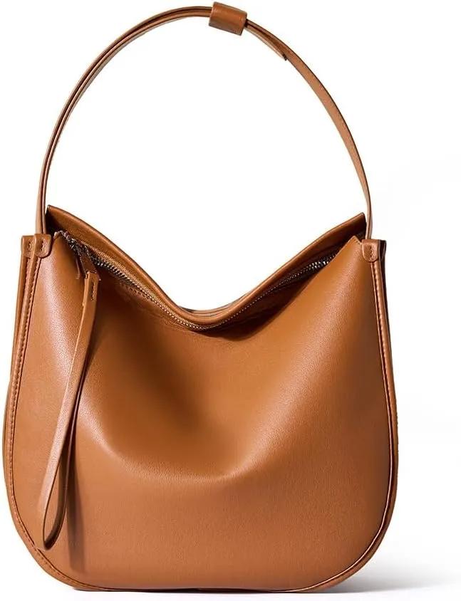Handmade Soft Leather Tote Bag for Women, Minimalist Casual Shoulder Bag Perfect for Work Commute Travel,Annual New