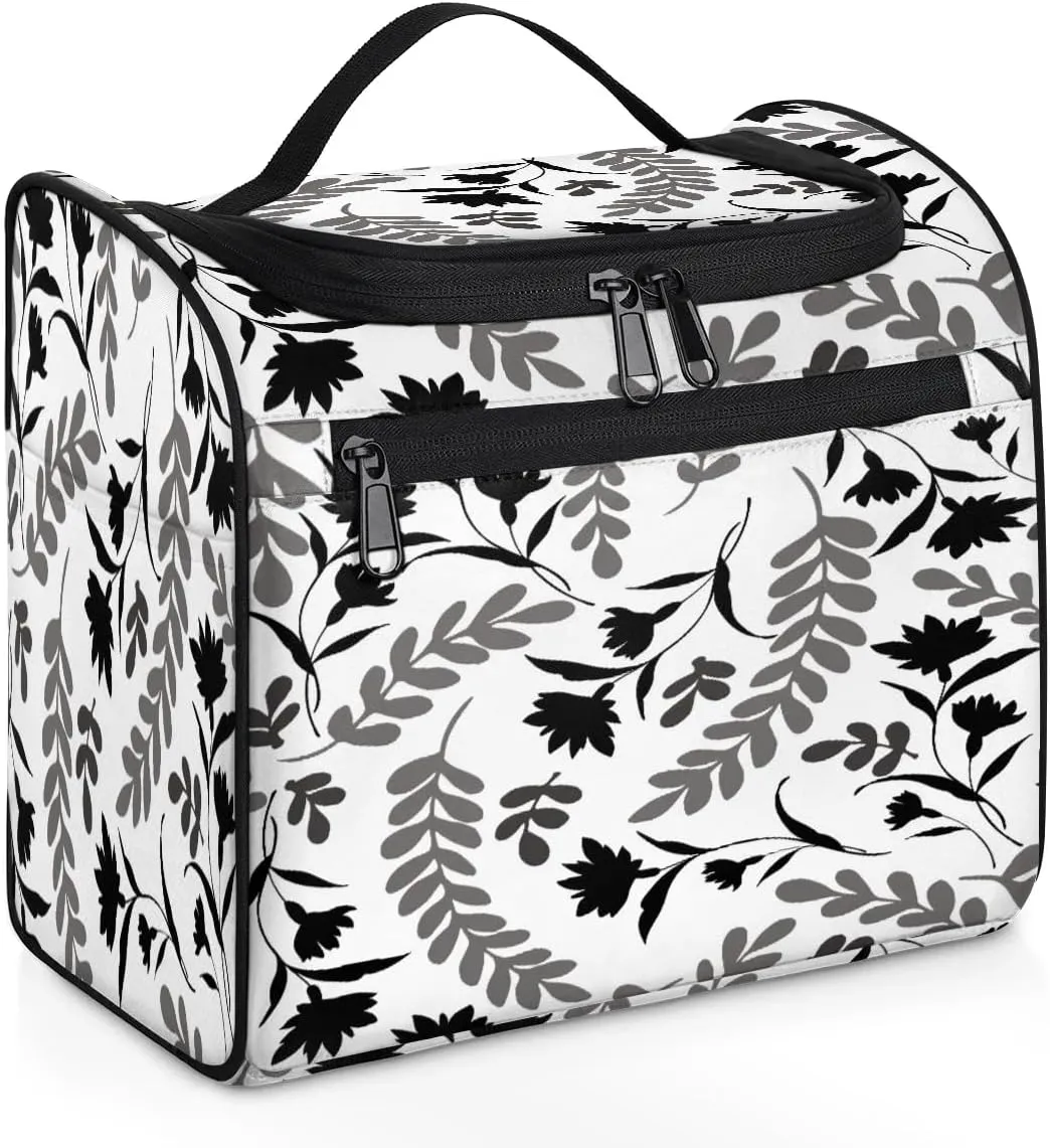 Hanging Toiletry Bag Floral Print for Women Girls, Cosmetic Makeup Bag with Multi Compartments, Portable Travel Bag Organizer Large for Toiletries Accessories