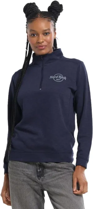 Hard Rock Mens BET Slub Jersey Quarter Zip True Navy