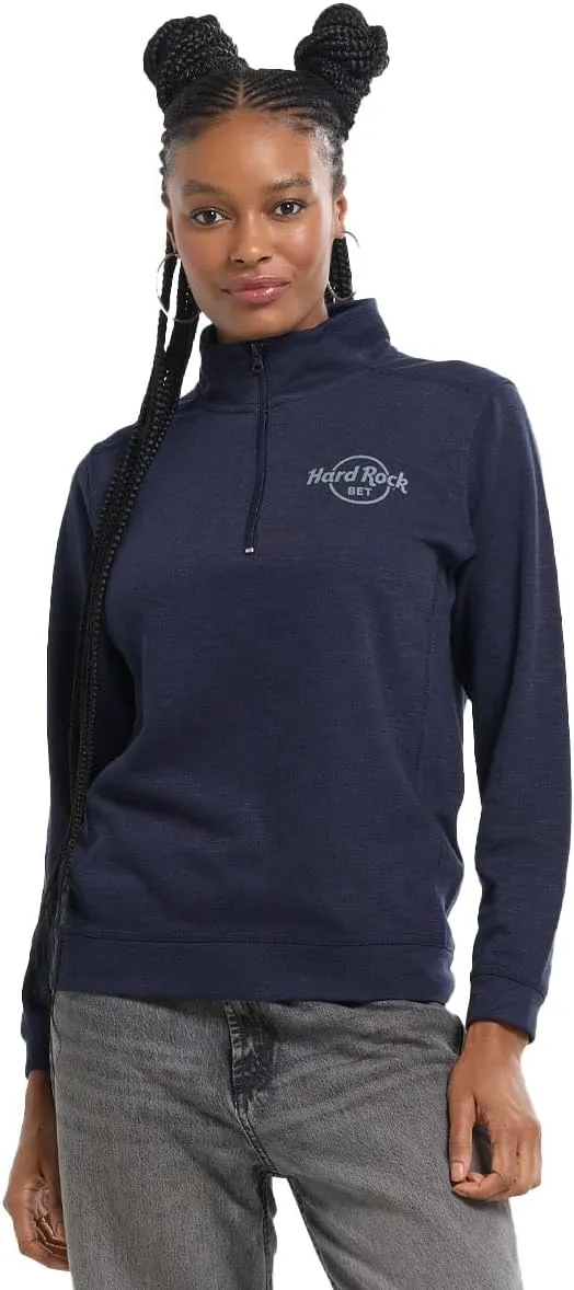 Hard Rock Mens BET Slub Jersey Quarter Zip True Navy