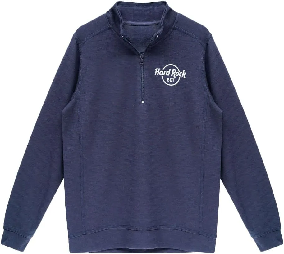 Hard Rock Mens BET Slub Jersey Quarter Zip True Navy