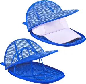Hat Cleaner, Hat Washer Cage Foldable Hat Washer for Baseball Caps with Mesh Bags for Washing Machine, Dishwasher Hat Cage Protector Holder for Adult and Kid's Caps 2 Pack Blue