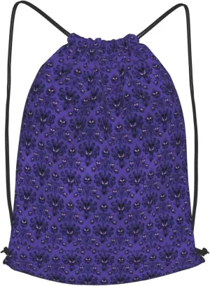 Haunted Mansion Drawstring Cinch Backpack Polyester Sack Pack String Bag For Hiking Camping Adventure