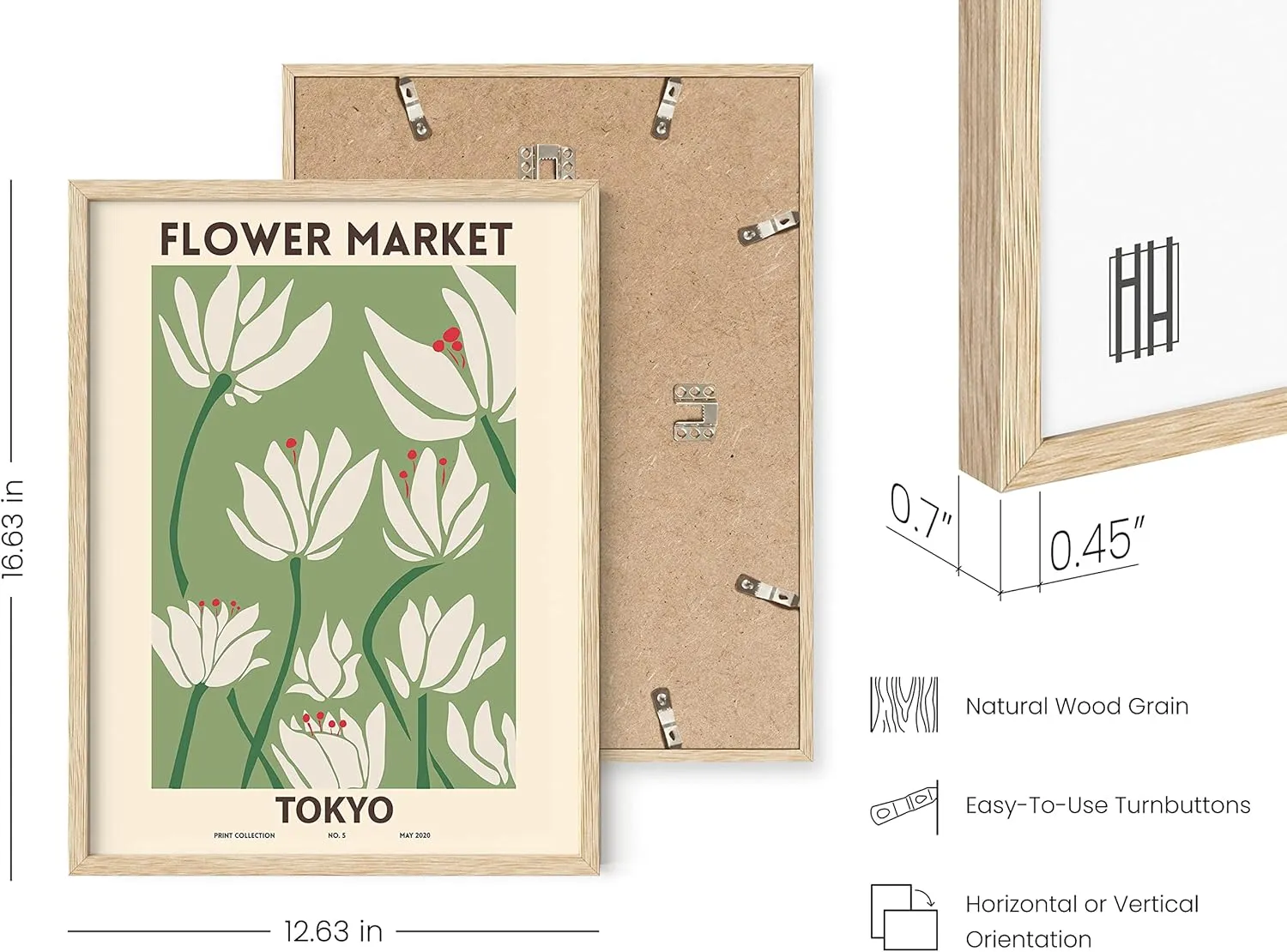 HAUS AND HUES Flower Prints Framed, Matisse Print, Henri Matisse Print, Minimalist Wall Art, Flower Market Poster (Black, 12x16)