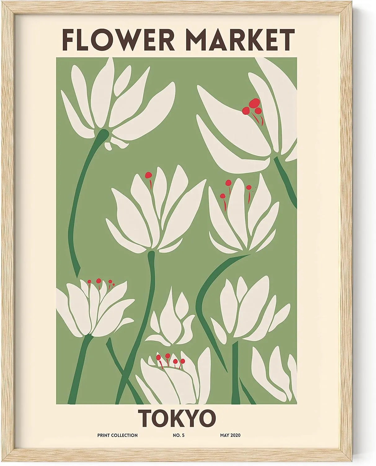 HAUS AND HUES Flower Prints Framed, Matisse Print, Henri Matisse Print, Minimalist Wall Art, Flower Market Poster (Black, 12x16)