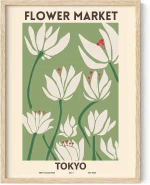 HAUS AND HUES Flower Prints Framed, Matisse Print, Henri Matisse Print, Minimalist Wall Art, Flower Market Poster (Black, 12x16)