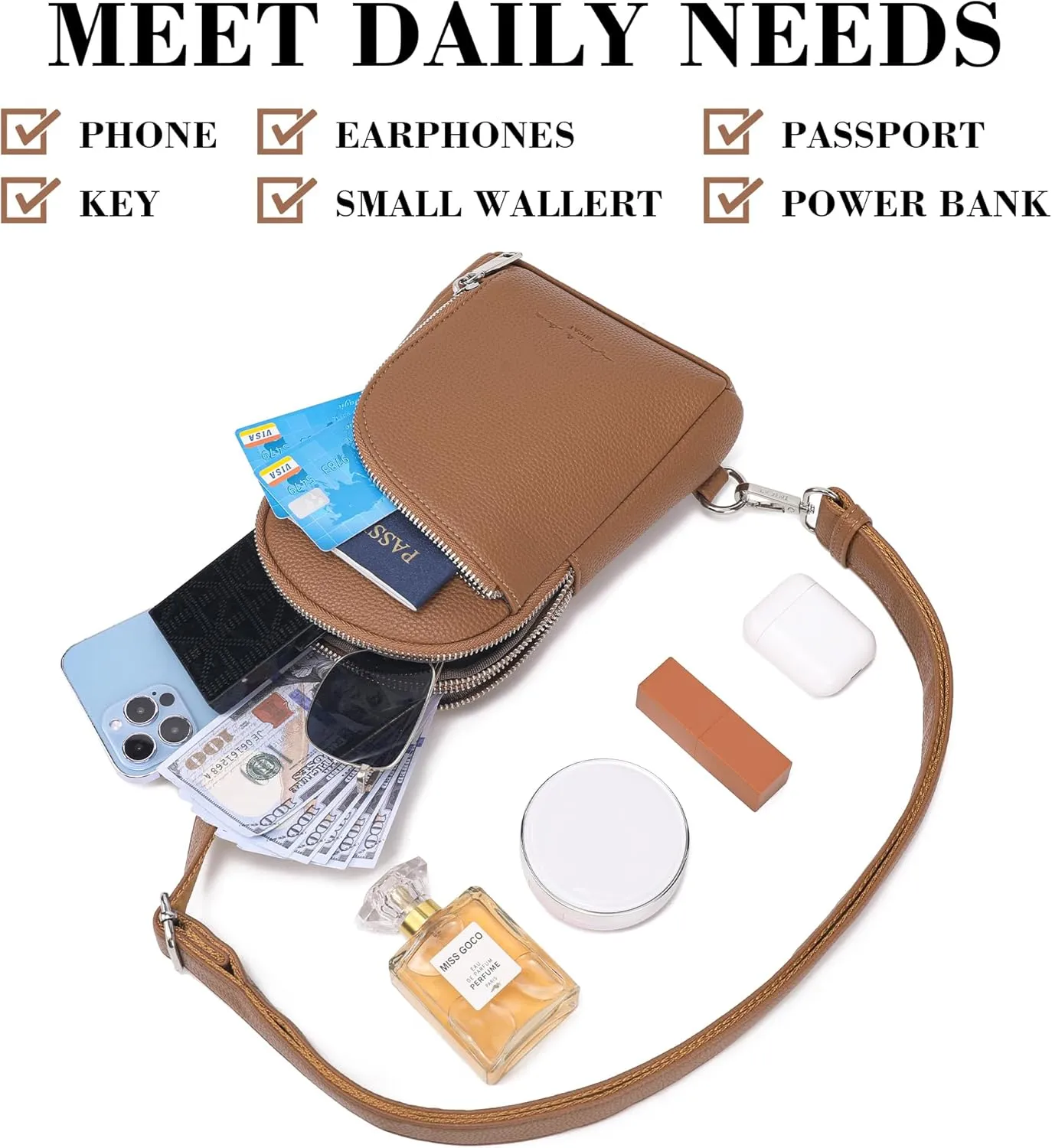 Haytijoe RFID Blocking Crossbody Bags for Women Travel Small Sling Bag Leather Cross Body Bag for Woman Fanny Packs Chest Bag