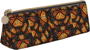 Heaps of Orange Monarch Butterflies print Triangle Box Multi functional Makeup Bag, Office Travel and Daily Stationery Storage