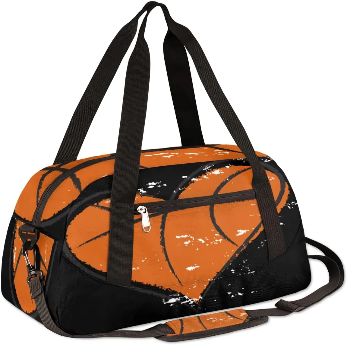 Heart Shape Basketball Sports Pattern Gym Duffle Bag for Kids,Sports Bag for Teens Boys & Girls Small Waterproof Overnight Weekender Carry School Practice Travel Bag