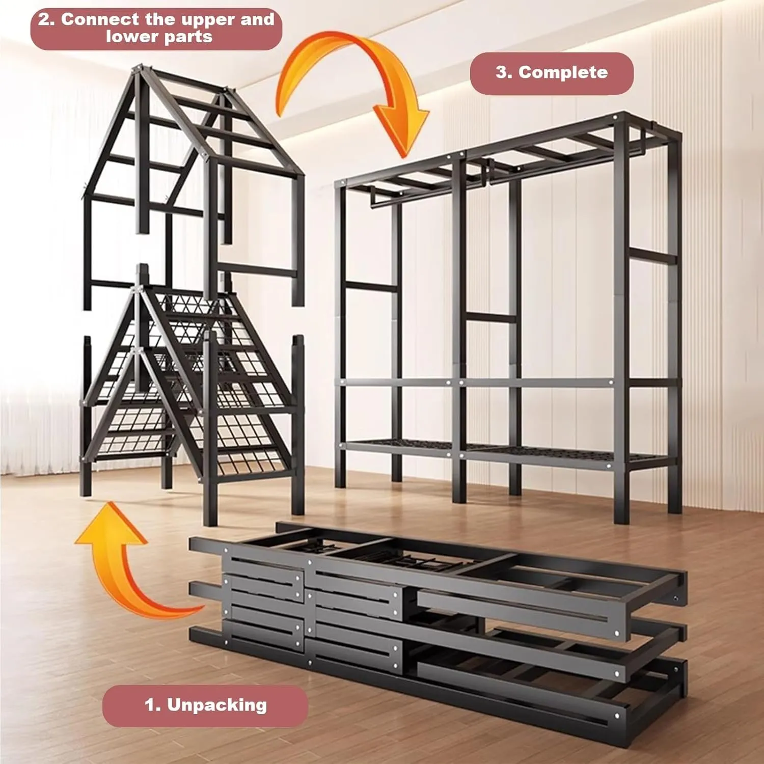 Heavy Duty Rolling Garment Rack With Cover, Portable Folding Canvas Wardrobe Closet, Metal Mobile Closet Rack, Wardrobe Clothing Coat Storage Rack With Wheels, For Hanging Clothes(49.2in(wheel))