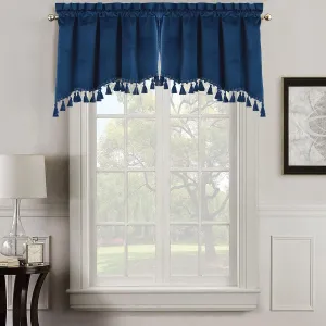 Heavyweight Velvet Swag Valances, Set of 2 (35x30) Rod Pocket Window Valances, Navy