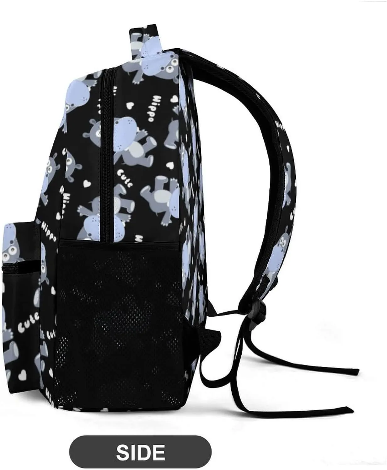 Hippo School Backpack for Kids Girls Boys, 16 Inch Cute Hippos Themed Bookbag, Personalized School Backpack for Students Children, Lightweight, Large Capacity