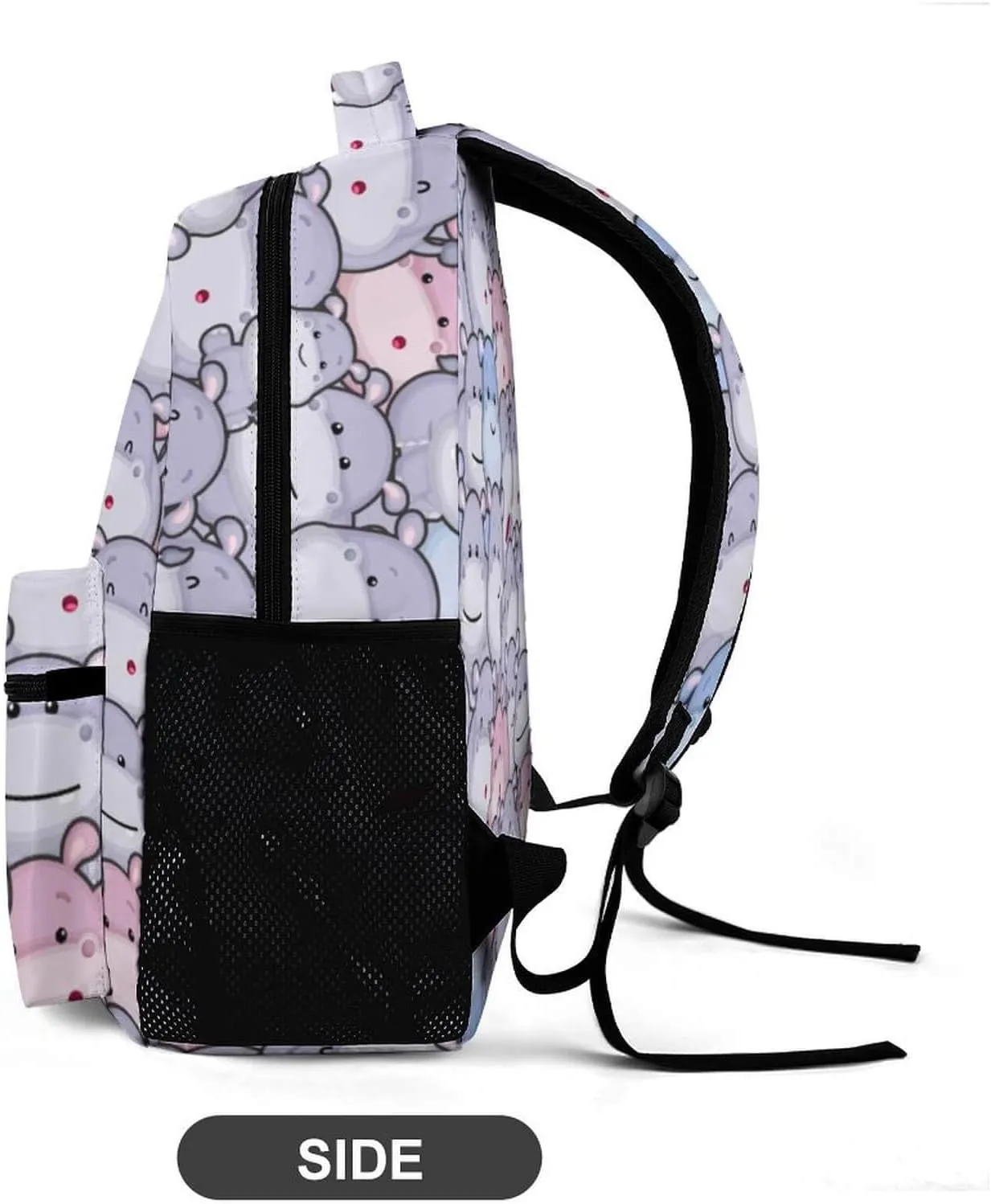 Hippo School Backpack for Kids Girls Boys, 16 Inch Cute Hippos Themed Bookbag, Personalized School Backpack for Students Children, Lightweight, Large Capacity