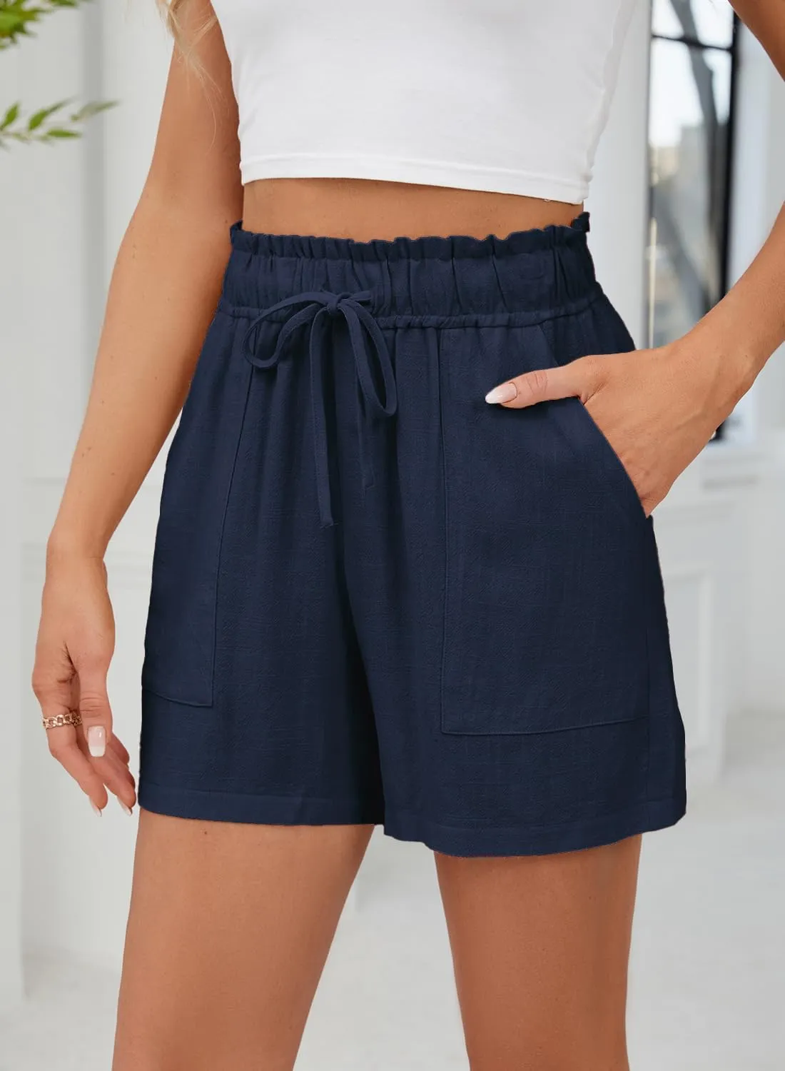 Hody Lovy Linen Beach Vacation Shorts for Women Dressy Casual Summer Outfits 2025 Comfy Trendy Clothing