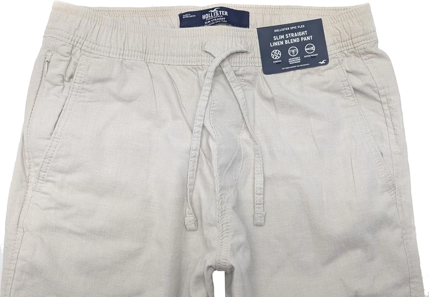Hollister California Men's Slim Straight Linen-Blend Pull-On Pants HOM-54