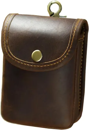 Holster Pouch, Leather Double Deck Playing Card Case Fits Poker and Bridge Size Cards, Durable Leather EDC Waist Bag for Coins, Car Keys, Headphones