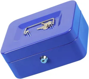 HOMSFOU Fireproof Cash Box Lock Metal Storage Container Lockable Storage Box Key