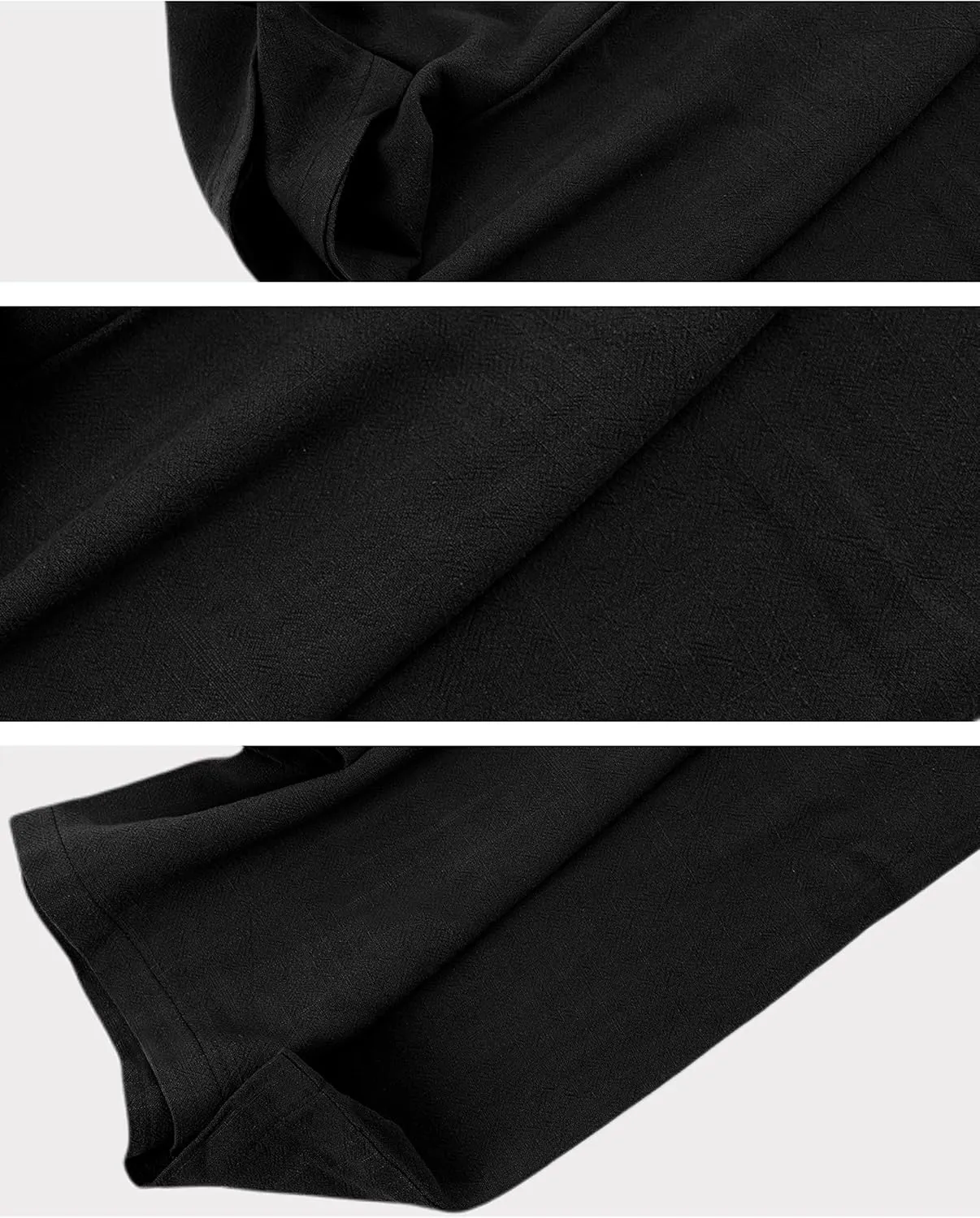 Hooever Womens Cotton Linen Pants Casual Button Up High Waisted Wide Leg Trousers