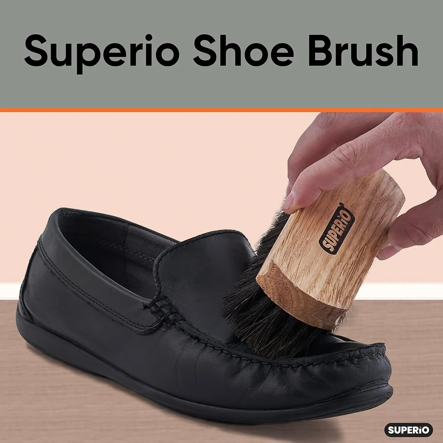 Horsehair Shoe Brush, Premium Genuine Brush for Cleaning Shoes, Soft Horse Hair Bristles, 7” Concave Wood Handle with Comfort Grip, Shoe Buff Brush, Boots & Other Leather Care (2 Pack)