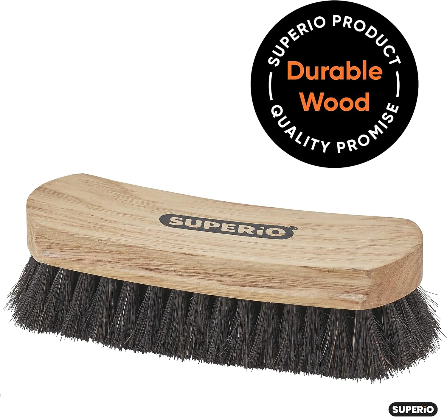 Horsehair Shoe Brush, Premium Genuine Brush for Cleaning Shoes, Soft Horse Hair Bristles, 7” Concave Wood Handle with Comfort Grip, Shoe Buff Brush, Boots & Other Leather Care (2 Pack)