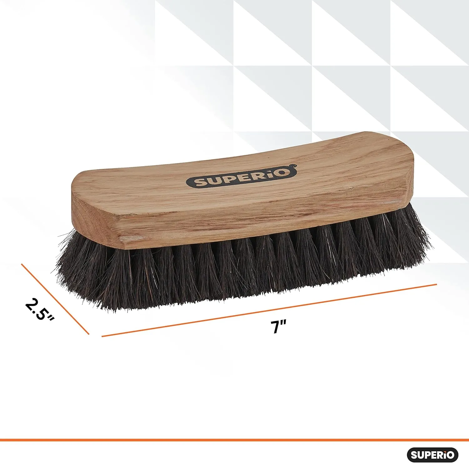 Horsehair Shoe Brush, Premium Genuine Brush for Cleaning Shoes, Soft Horse Hair Bristles, 7” Concave Wood Handle with Comfort Grip, Shoe Buff Brush, Boots & Other Leather Care (2 Pack)