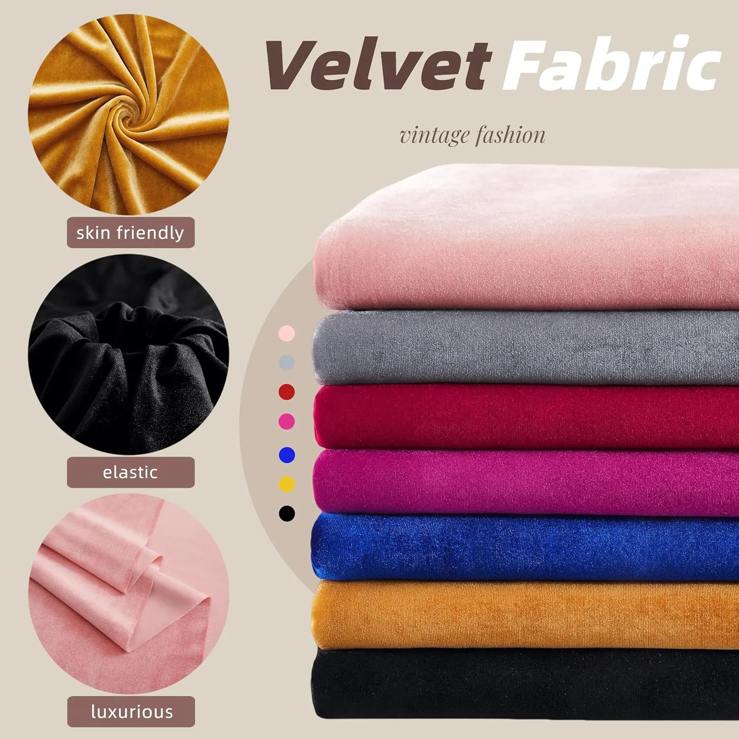 Hot Pink Velvet Fabric by The Yard,5 Yards 60" Wide Soft Stretchy Velvet Cloth for Upholstery Sofa Chair Cover,DIY Sewing,Costume,Craft,Curtain