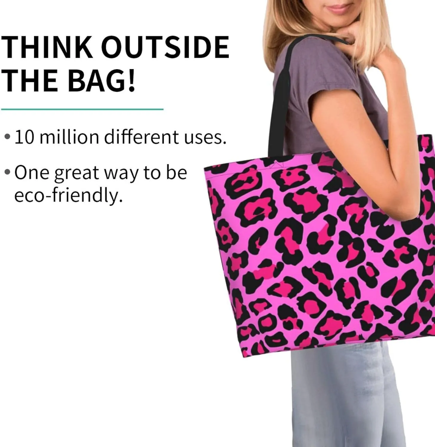 Hot Pinks Zebra Leopard Animal Stripes Women's Tote Bag Large Capacity Single Shoulder Bags Handbag for Shopping Work