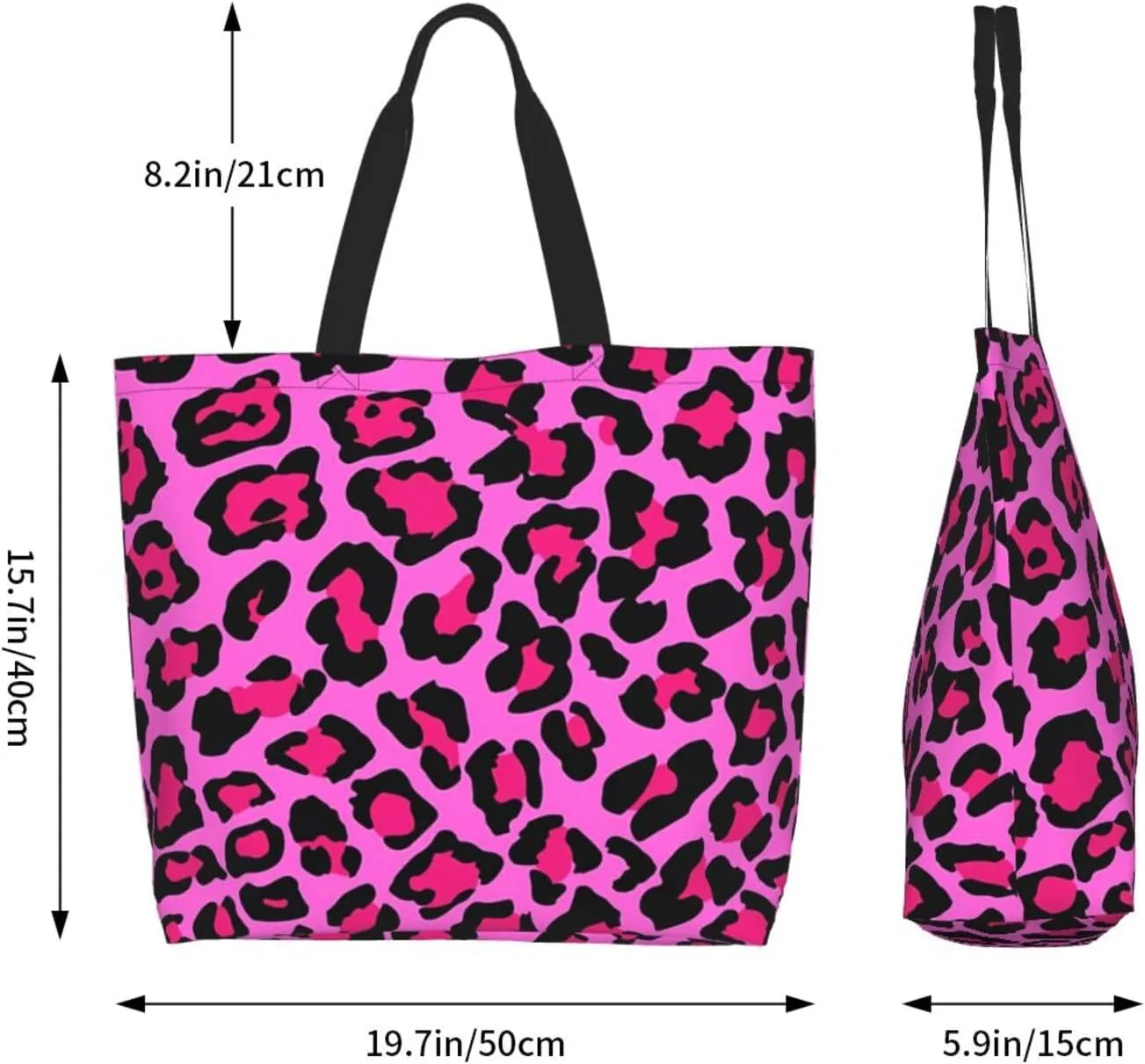 Hot Pinks Zebra Leopard Animal Stripes Women's Tote Bag Large Capacity Single Shoulder Bags Handbag for Shopping Work