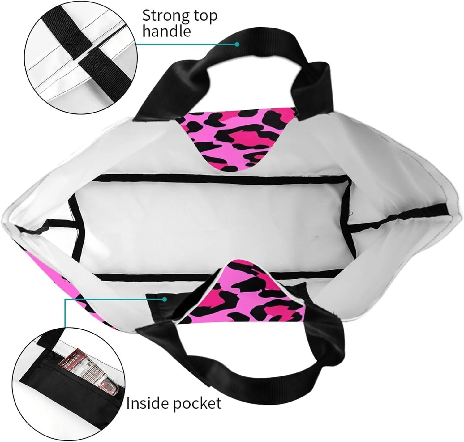 Hot Pinks Zebra Leopard Animal Stripes Women's Tote Bag Large Capacity Single Shoulder Bags Handbag for Shopping Work