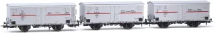 HR6605 FS 3-Unit Pack refrigerated Wagons Hgb 2-axles 2 Without brakemans cab 1 with Silver red Stripe ep Rolling Stock - Wagons, Grey