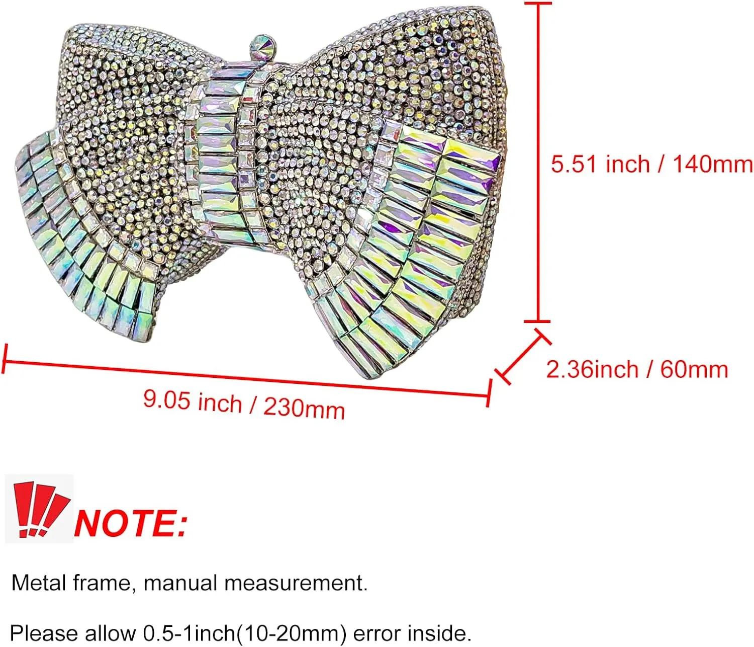 HUANG ZHUANG Bowknot Luxury Crystal Clutch Women Glitter Rhinestone Evening Bag for Party Wedding