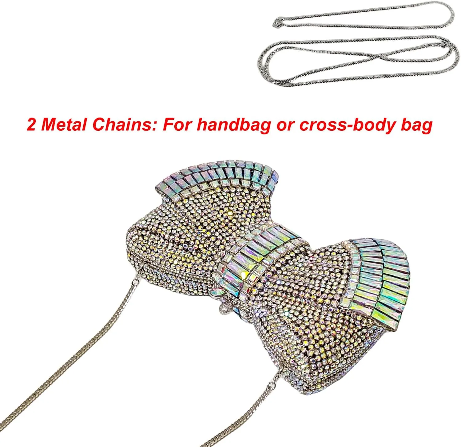 HUANG ZHUANG Bowknot Luxury Crystal Clutch Women Glitter Rhinestone Evening Bag for Party Wedding