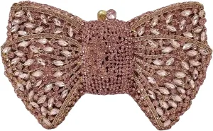 HUANG ZHUANG Bowknot Luxury Crystal Clutch Women Glitter Rhinestone Evening Bag for Party Wedding