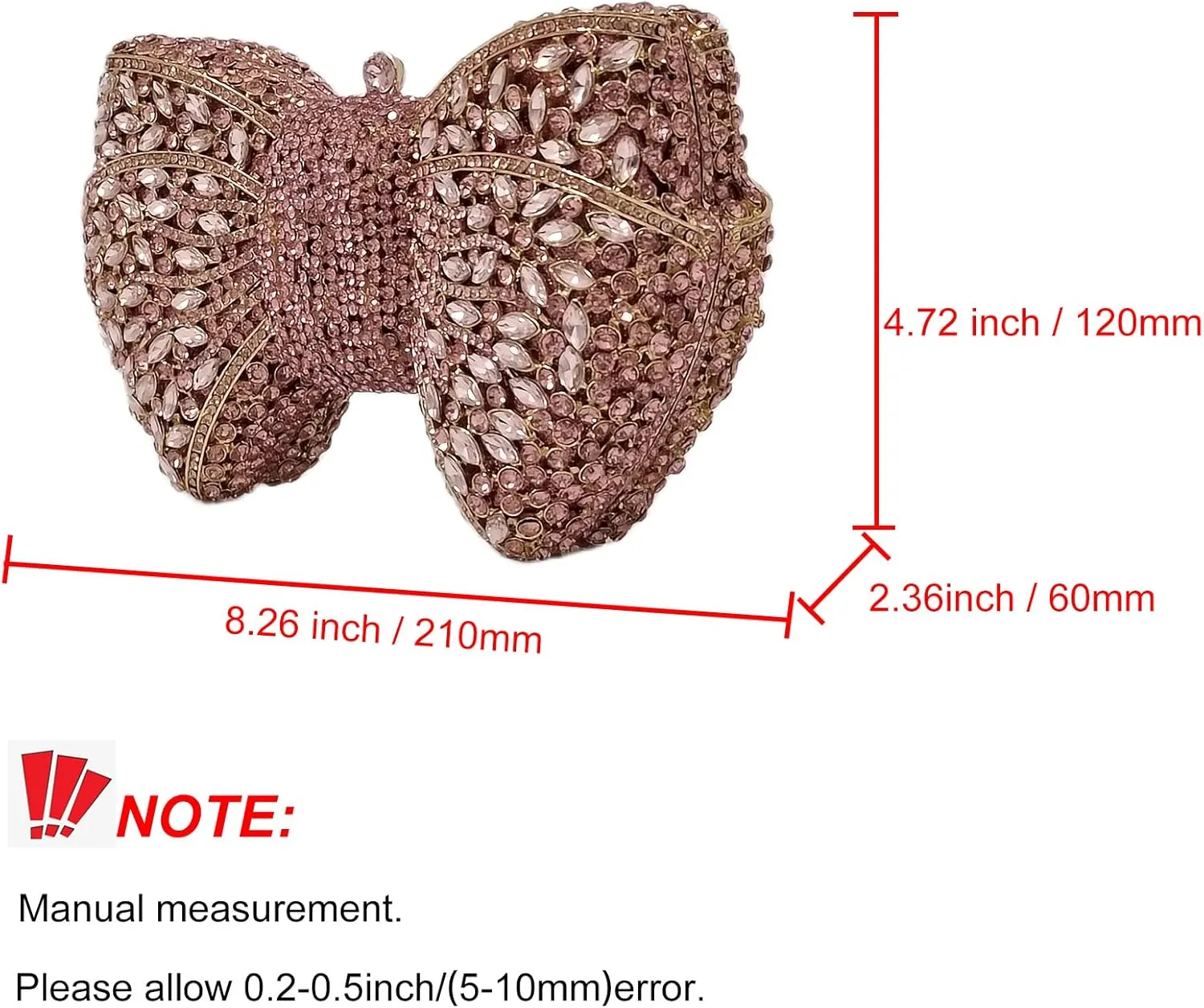 HUANG ZHUANG Bowknot Luxury Crystal Clutch Women Glitter Rhinestone Evening Bag for Party Wedding