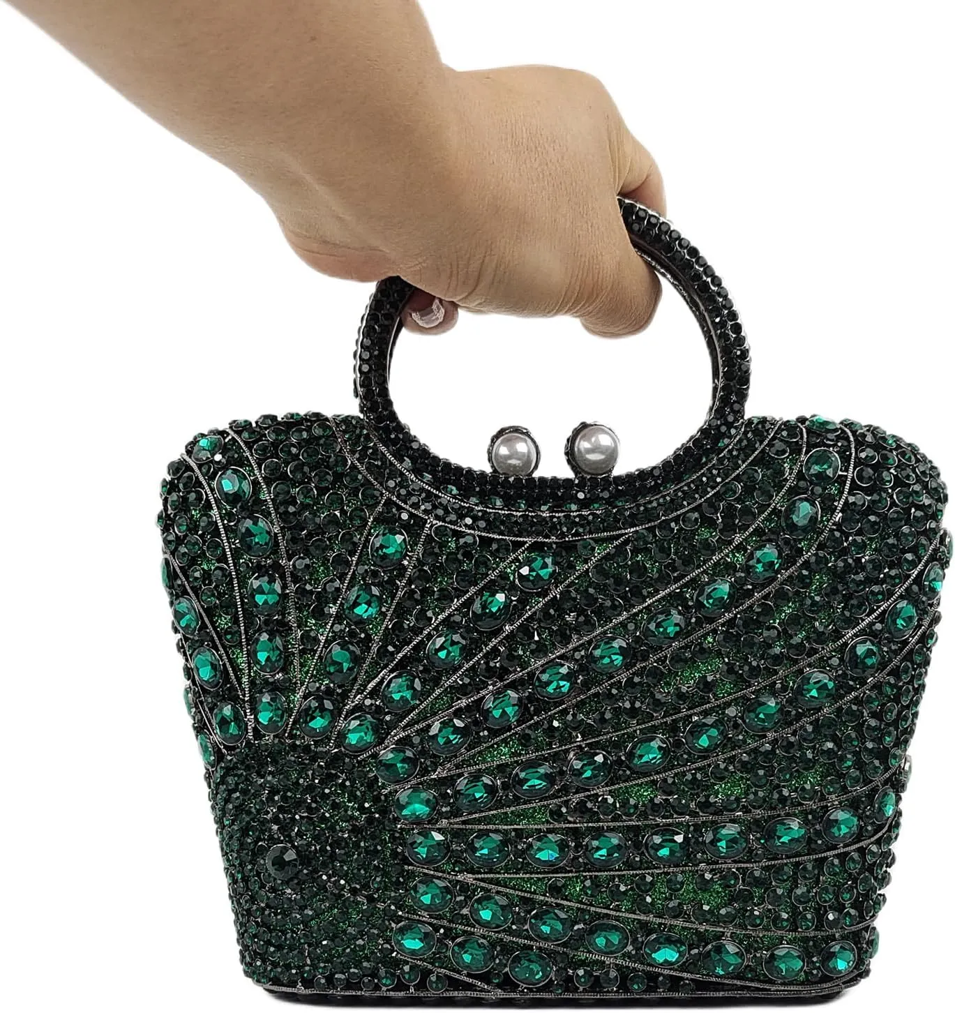 HUANG ZHUANG Elegant Crystal Basket Clutch Women Rhinestone Evening Bag Wedding Formal Party Banquet Purses Handbag