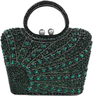 HUANG ZHUANG Elegant Crystal Basket Clutch Women Rhinestone Evening Bag Wedding Formal Party Banquet Purses Handbag